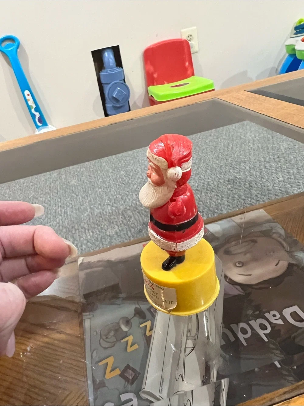 Vintage Santa Claus Push Button Puppet Christmas Toy Kohner Bros-1960s-Collectib